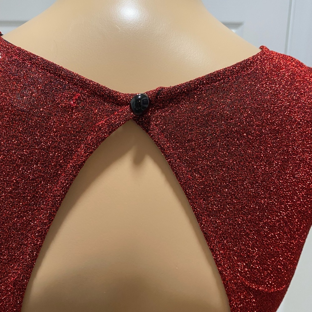 Charlotte Russe Red Sparkly Bodycon Peplum Dress Size Small EUC - Picture 3 of 10